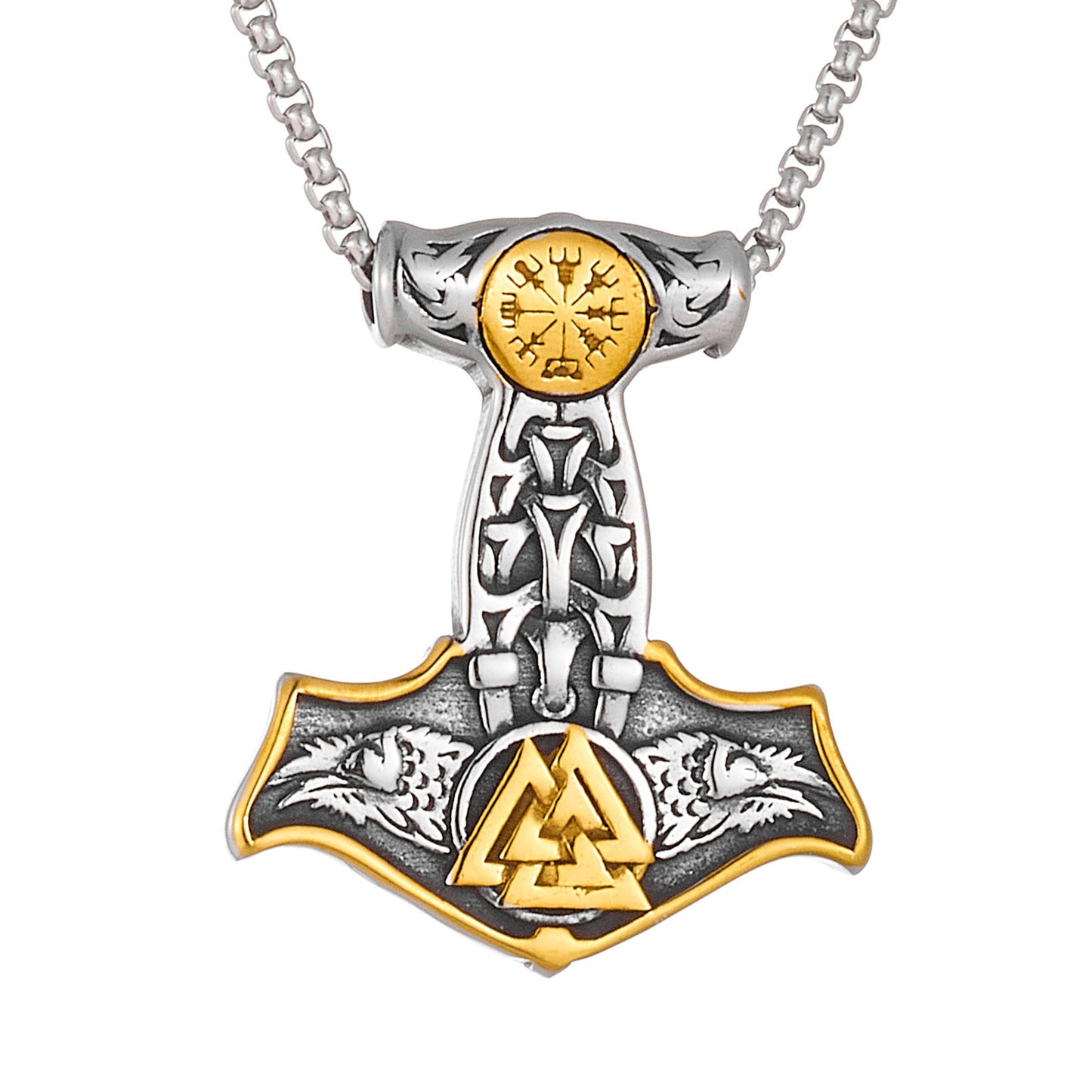 Planderful Thor Hammer Pendant Mjolnir Titanium Steel Unisex Protection Statement Jewelry For Men And Women