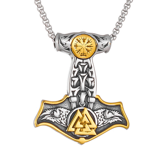 Planderful Thor Hammer Pendant Mjolnir Titanium Steel Unisex Protection Statement Jewelry For Men And Women