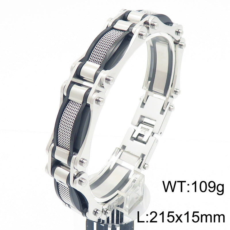 Planderful Mens Tri Color Stainless Steel Bracelet For Men