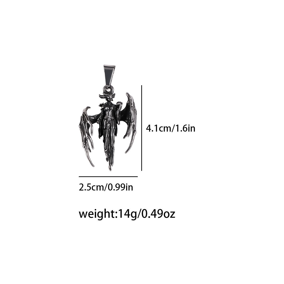 Punk Muse Mechanical Ji Skeleton Men's Necklace Fallen Angel Pendant Ornament