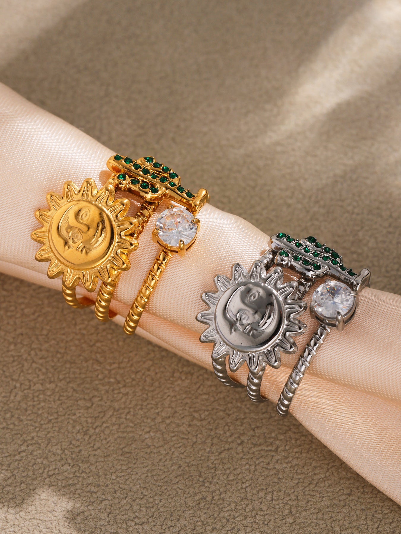 Planderful Cactus Zircon Ring For Women Trendy Sparkle