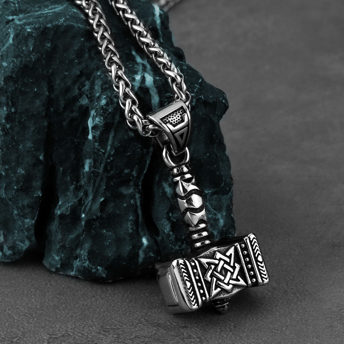 Planderful Stainless Steel Pendant Necklace Viking Retro Punk Style Durable For Unisex Gift
