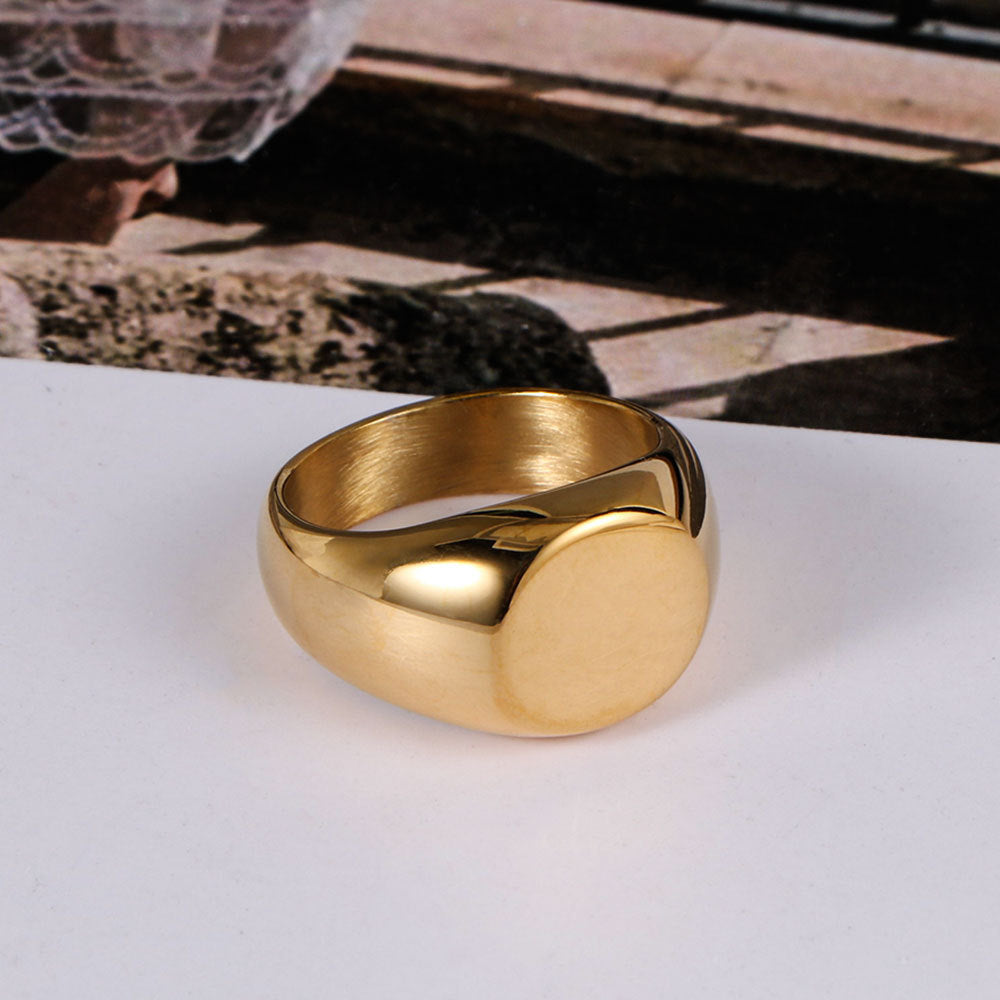 Round Flat Titanium Steel Ring Personalized Fashion Ring