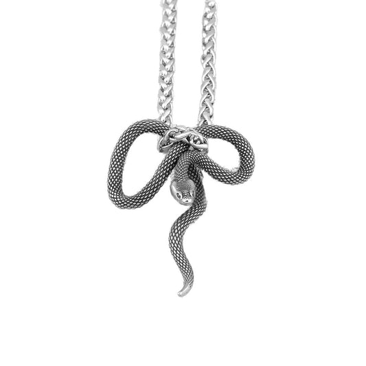 1. Planderful Retro Gothic Snake-Shaped Pendant Necklace in Durable Titanium Steel for Stylish and Personality-Driven Men