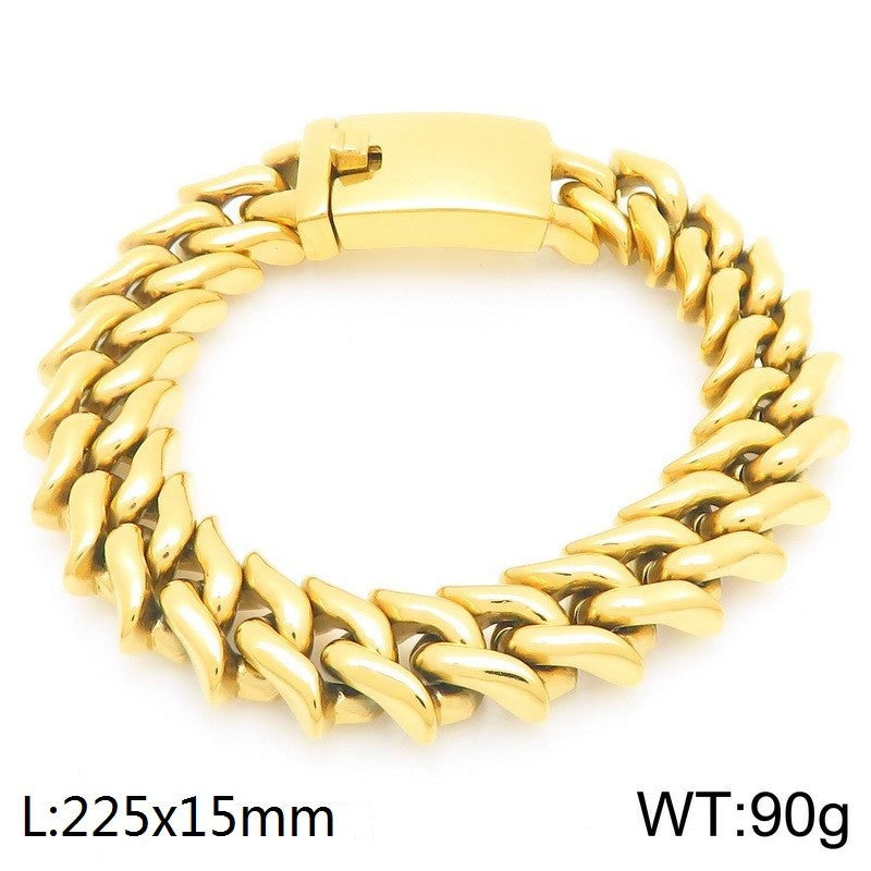Niche – Smooth Surface 15mm Cuban Chain Stainless Steel Men's Bracelet