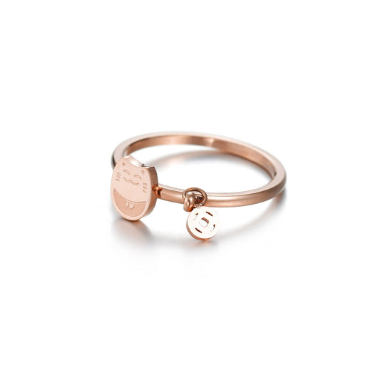 Lucky Cat Butterfly Rose Gold Ring - Everyday Genie Collection
