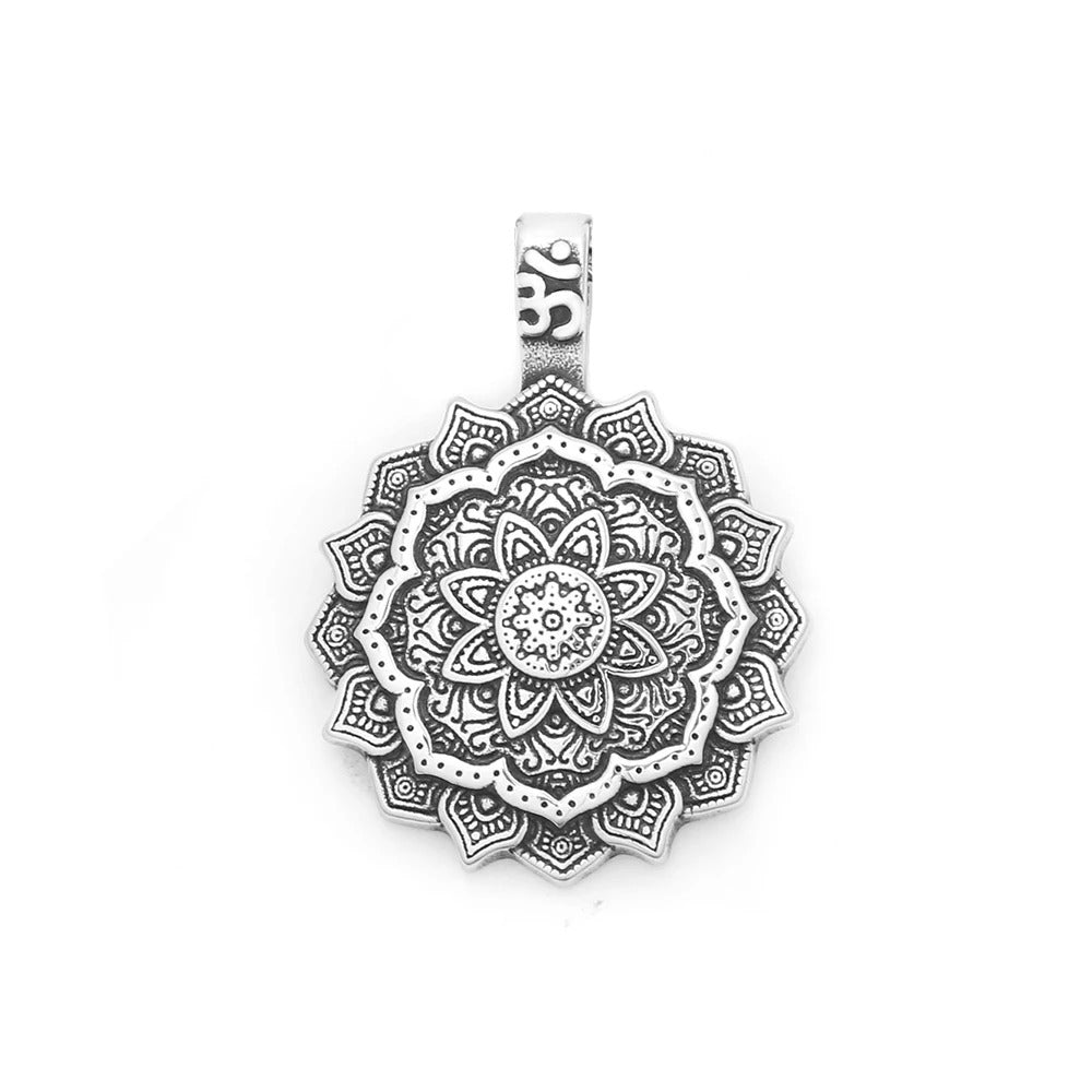 Vintage Mandala Stainless Steel Pendant Necklace