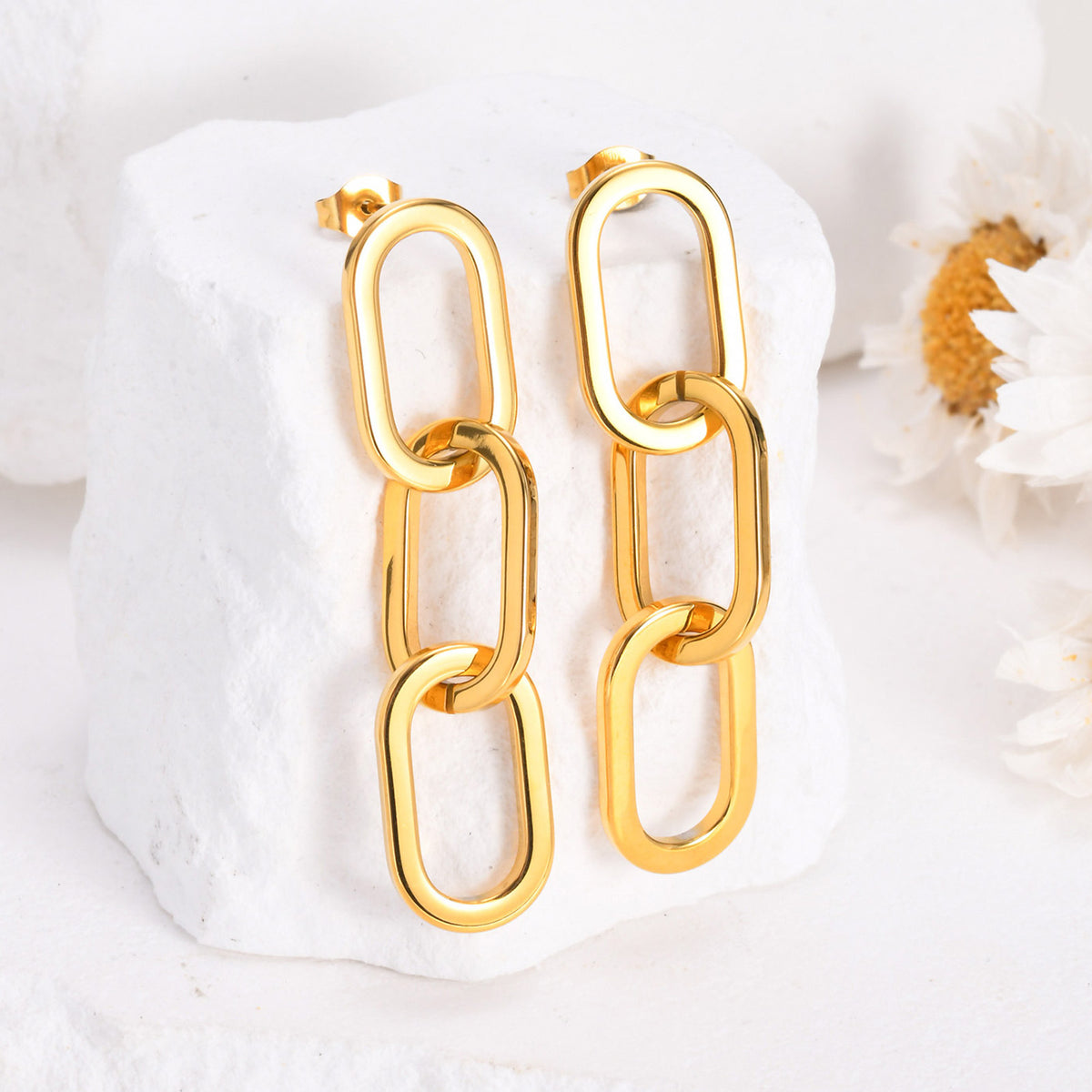 Stainless Steel Gold-Plated Earrings