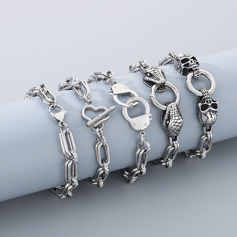 Planderful Men Stainless Steel Bracelet Double O Chain