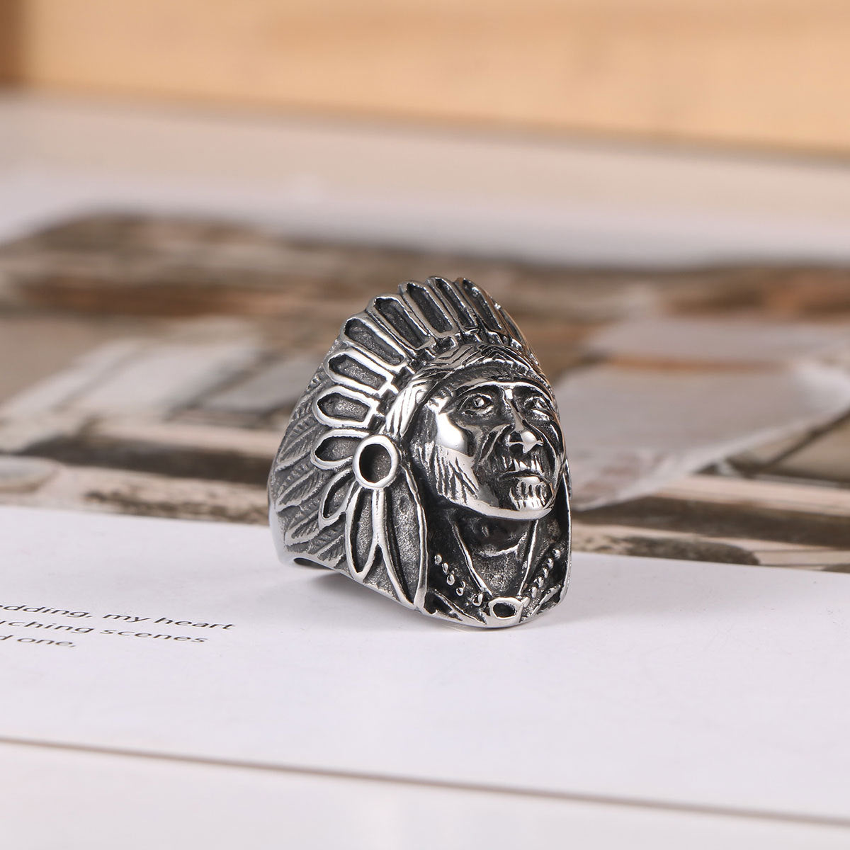 Vintage Indian Titanium Steel Ring Index Finger Punk Style