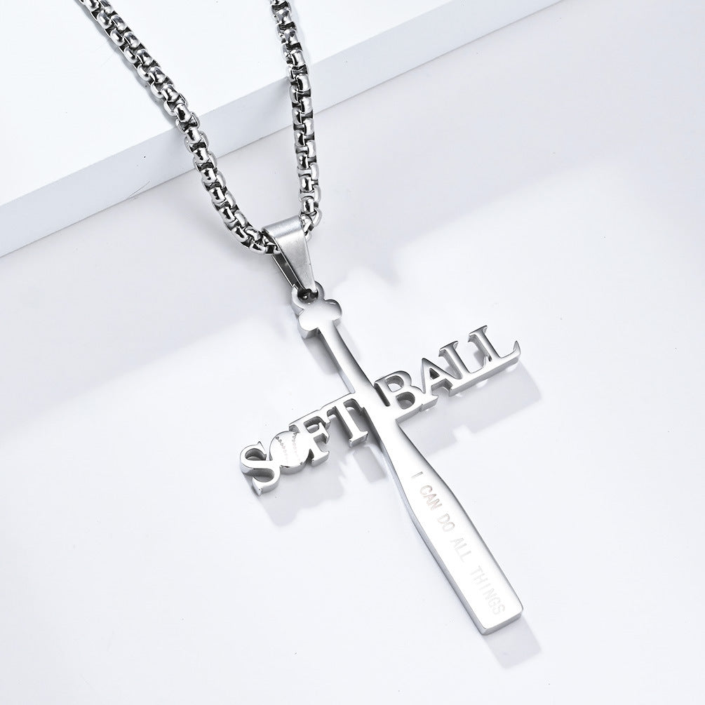 Baseball Necklace Titanium Steel Gold Letter Pendant For Athletes By Planderful Everyday Genie