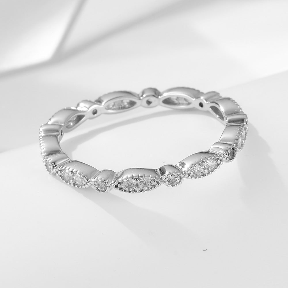 S925 Sterling Silver Gold-Plated Zircon Ring Wind Stacking Wearing Ring
