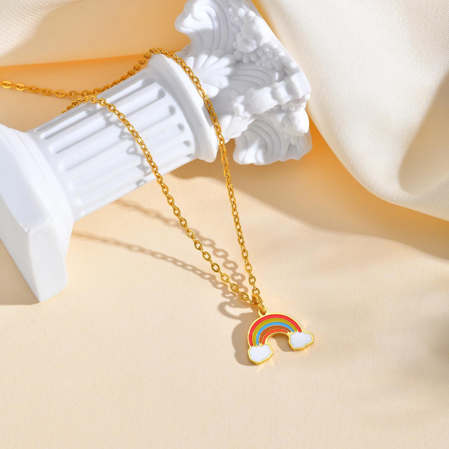 Stainless Steel Epoxy Bow Cute Super Cute Pendant Necklace