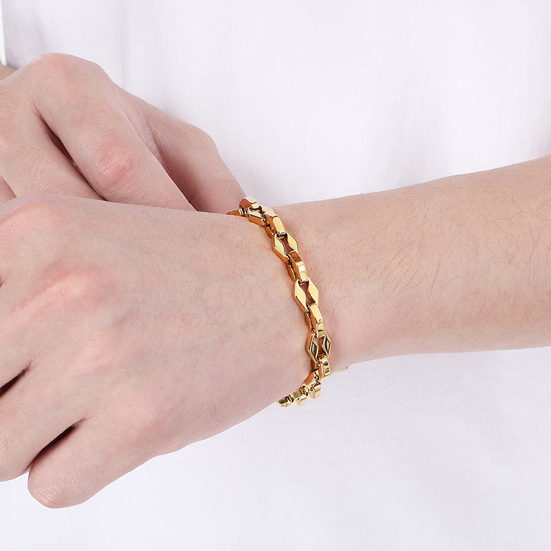 Planderful Stainless Steel Hip Hop Chain Bracelet Men Women