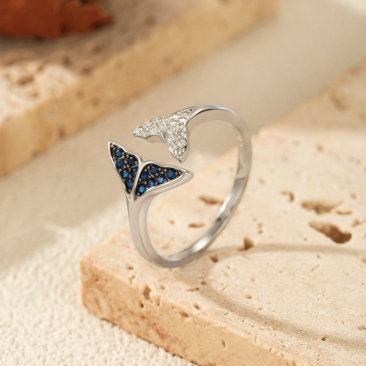 925 Sterling Silver Adjustable Mermaid Tail Ring