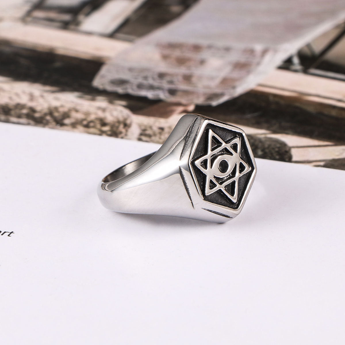 Retro Star Personalized Ring For Men Titanium Steel Band