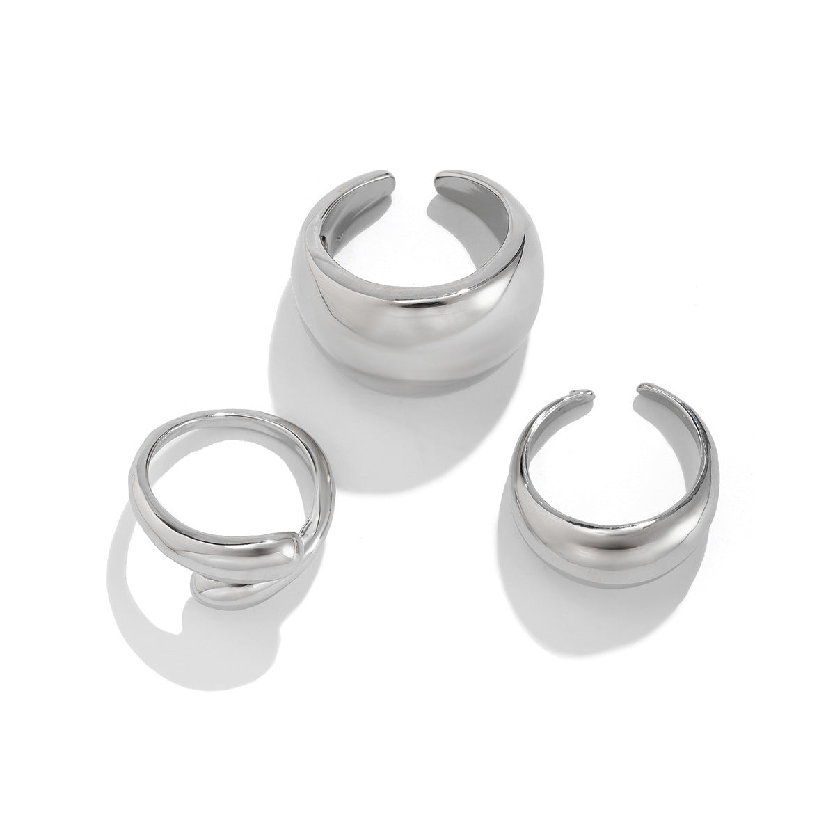 Planderful Vienna Verve Geometric Open Ring Lava Metal Texture For Modern Fashion Lovers