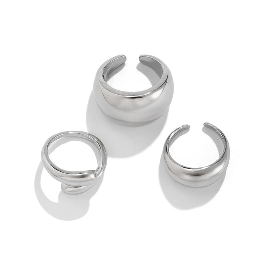 Planderful Vienna Verve Geometric Open Ring Lava Metal Texture For Modern Fashion Lovers
