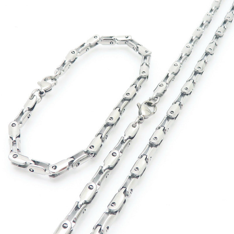 Simple Versatile Japanese Buckle Titanium Men Bracelet Set