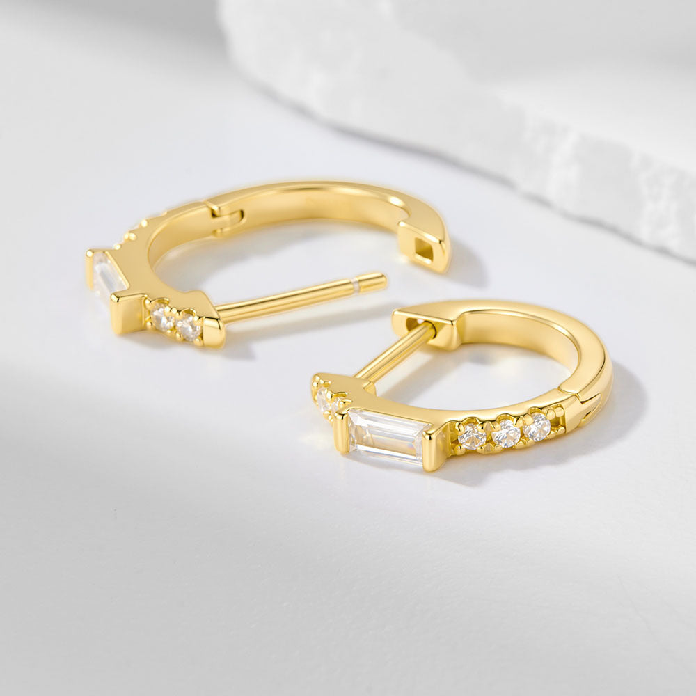 S925 Sterling Silver Zircon Earrings And Versatile Square Zircon Earrings, Ear Buckles, Ear