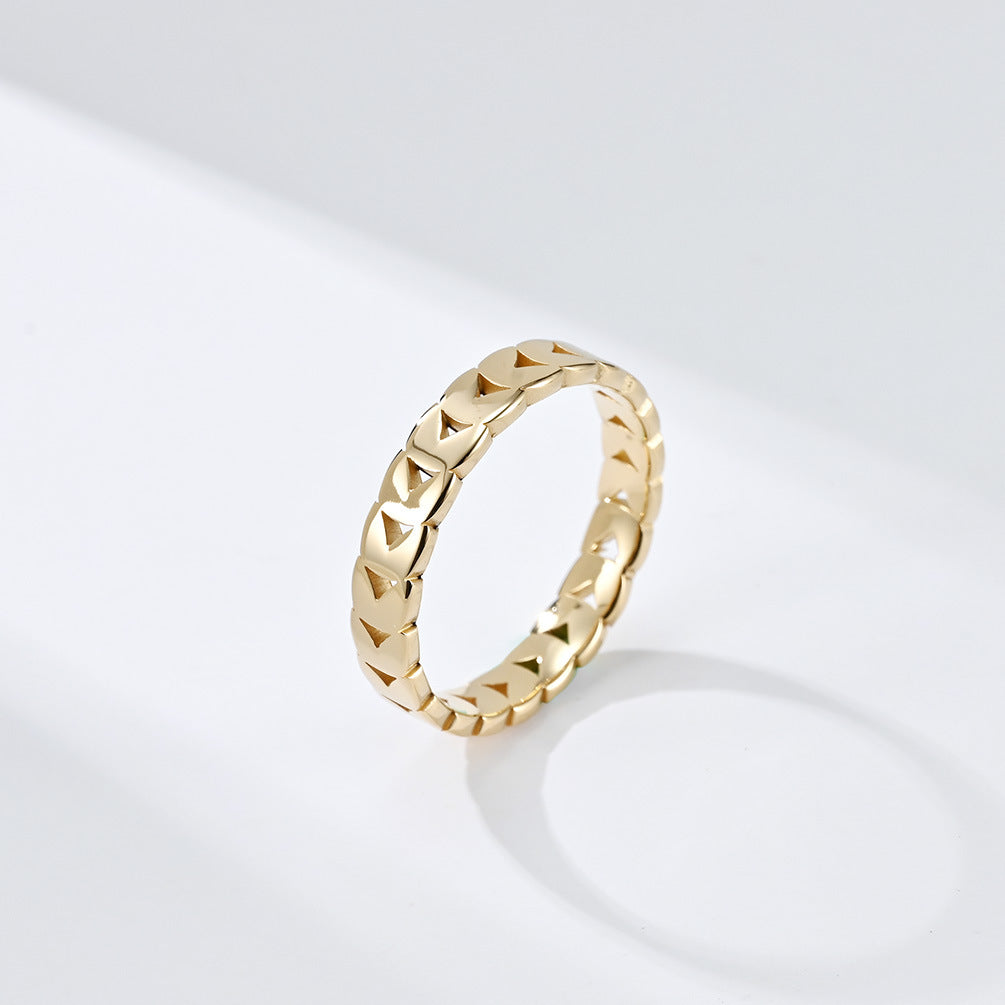 Hollow Olive Leaf Stainless Steel Ring Women's Stainless Steel