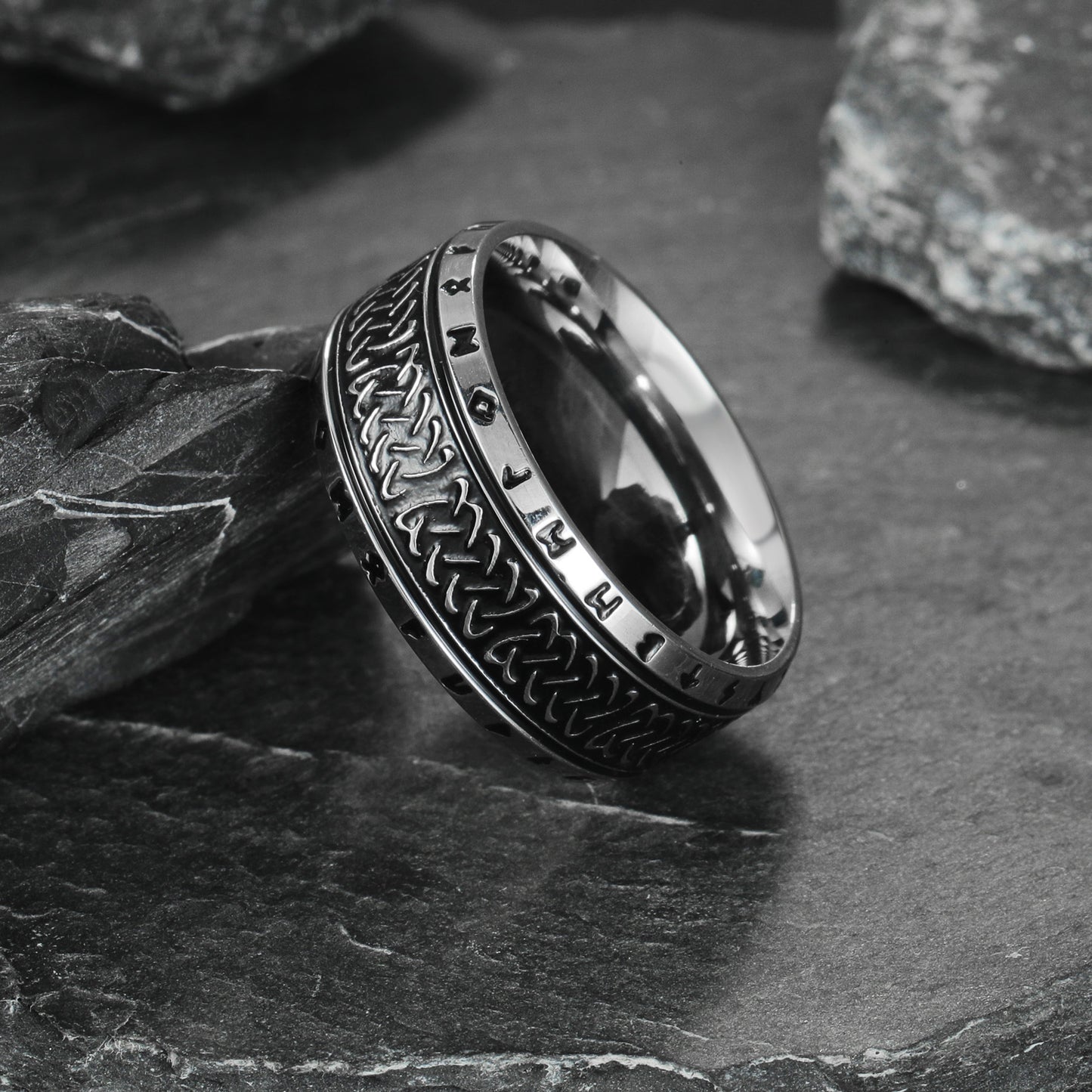 Luhn Rune Titanium Ring by Planderful for Men Viking Protection Jewelry Unisex Fashion Statement