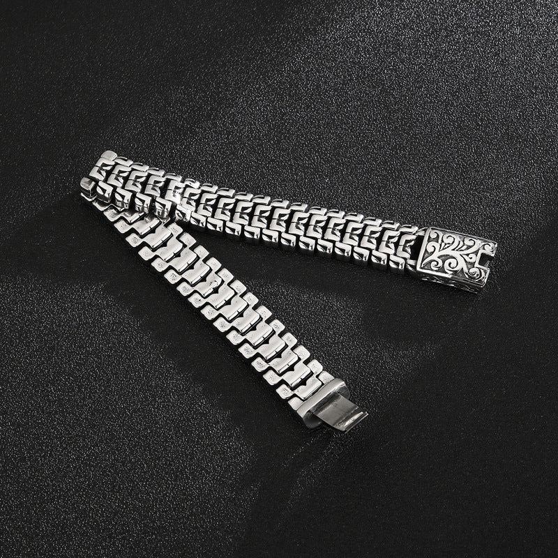 In Europe & The United States – Hip-Hop Flower Men's Titanium Steel Bracelet