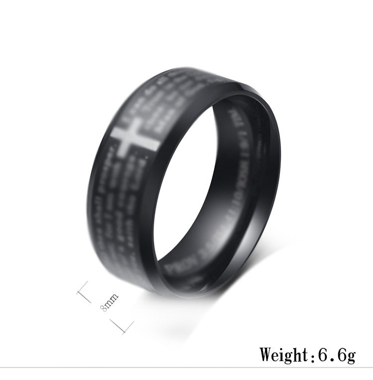 Steel Ring - Elegant Cross Scripture Jewelry For Everyday Wear And Blessing Gift Idea