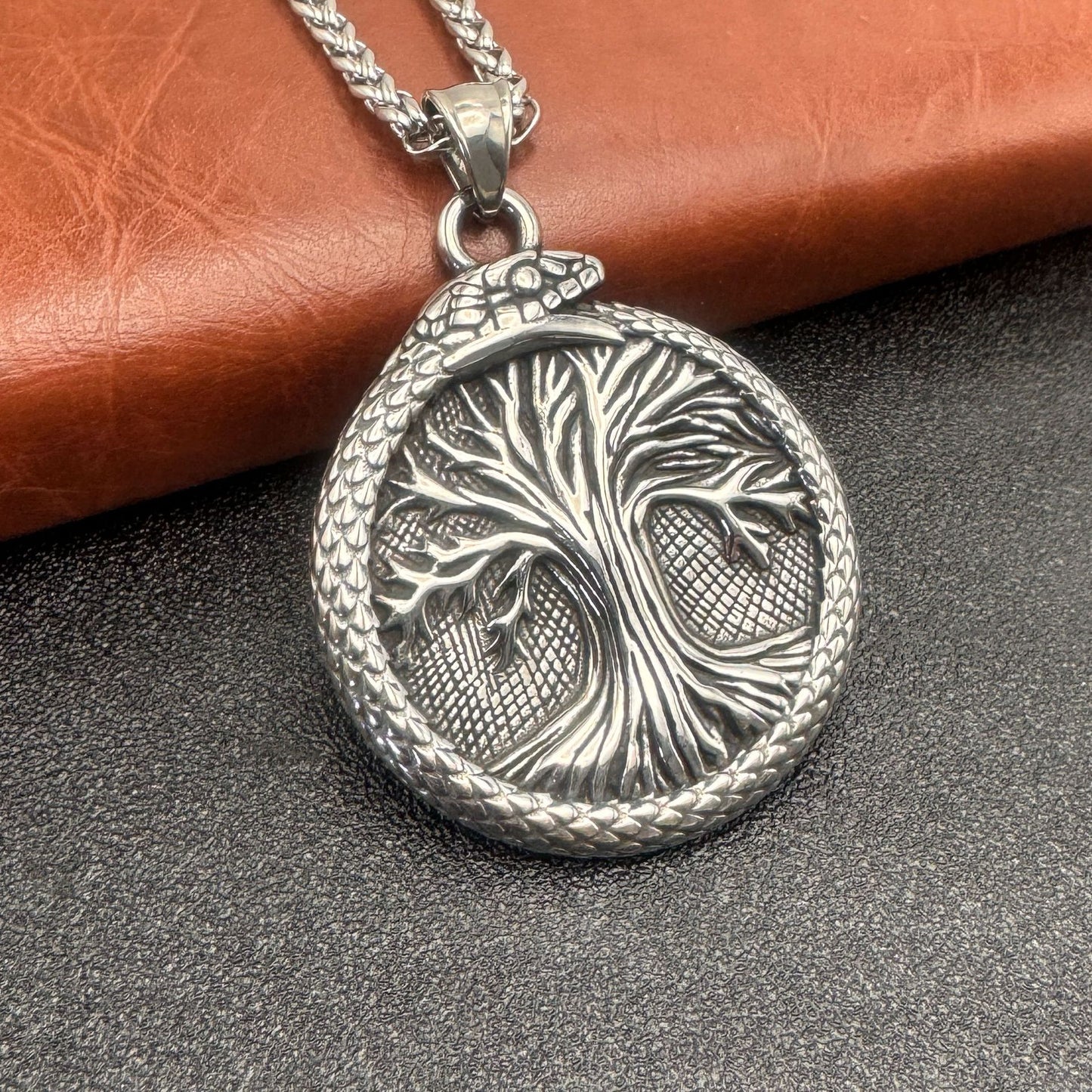 1. Planderful Tree of Life Pendant Stainless Steel Necklace For Men Punk Viking Style Gift