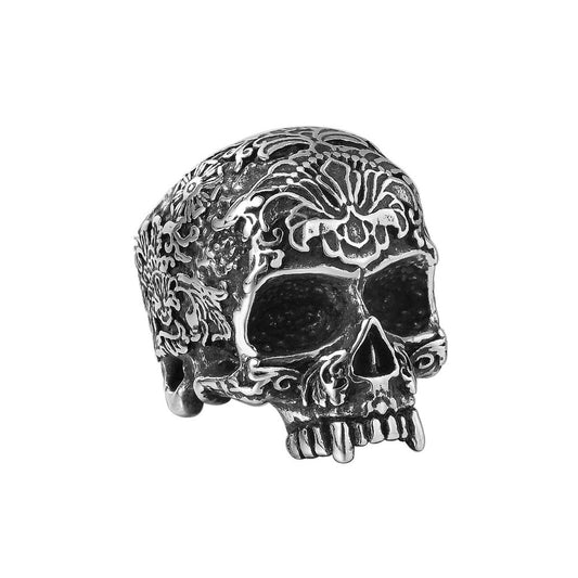 Halloween Carved Skull Titanium Steel Ring for Men