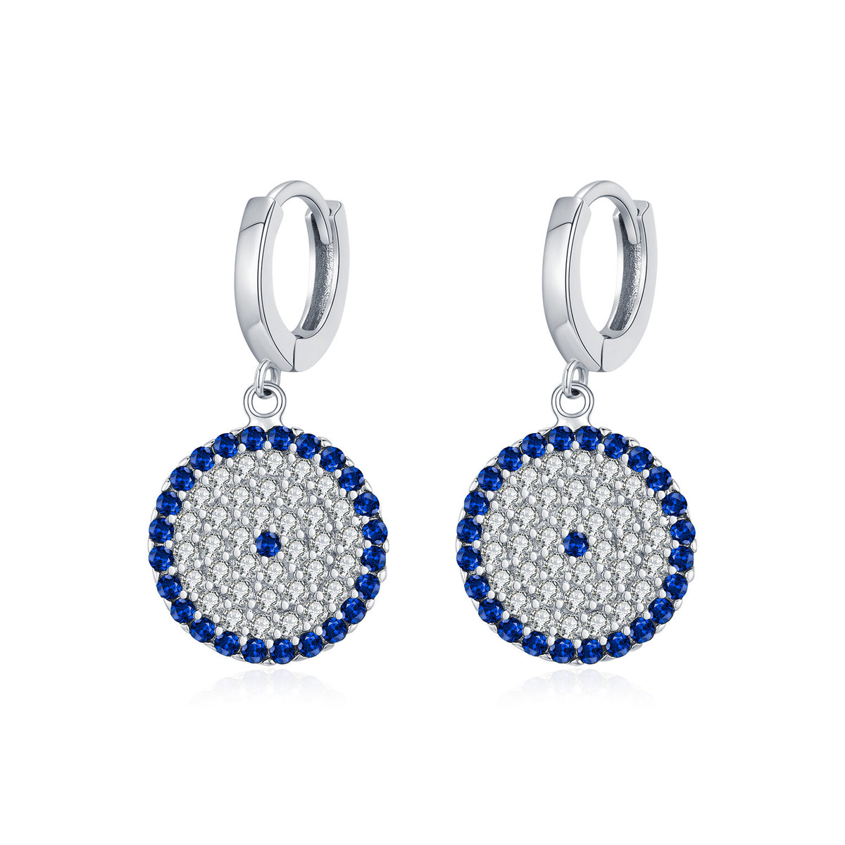 925 Sterling Silver Blue Eye Round Zircon Earrings