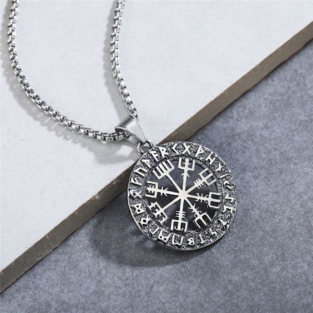 Viking Rune Pendant Necklace Titanium Steel Unisex Protection Statement Planderful
