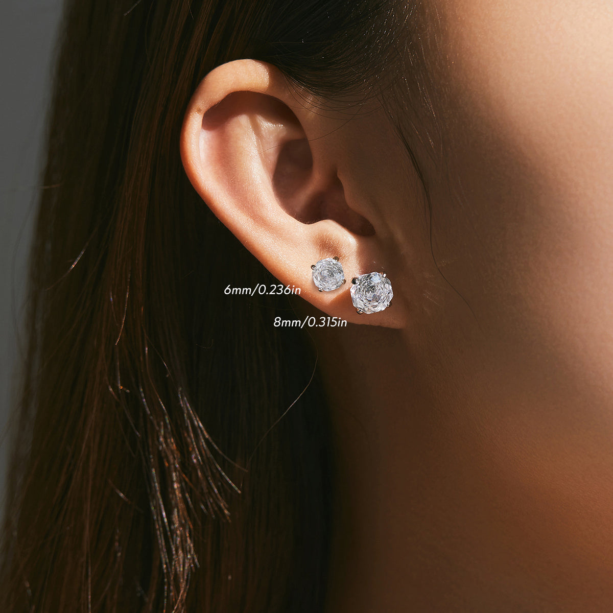 925 Sterling Silver Minimalist Rose-Cut Zircon Stud Earrings