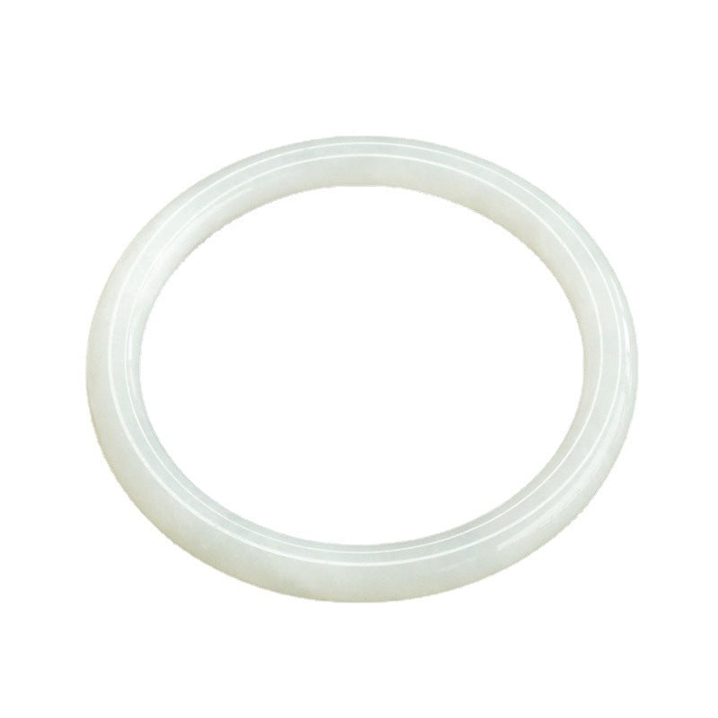 White Hetian Jade Slim Round Bangle