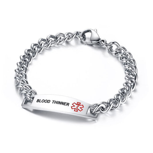 Cross-Border Jewelry Bracelet 12MM Stainless Steel Curved Medical Logo Bracelet Men's Titanium Steel Bracelet for Men