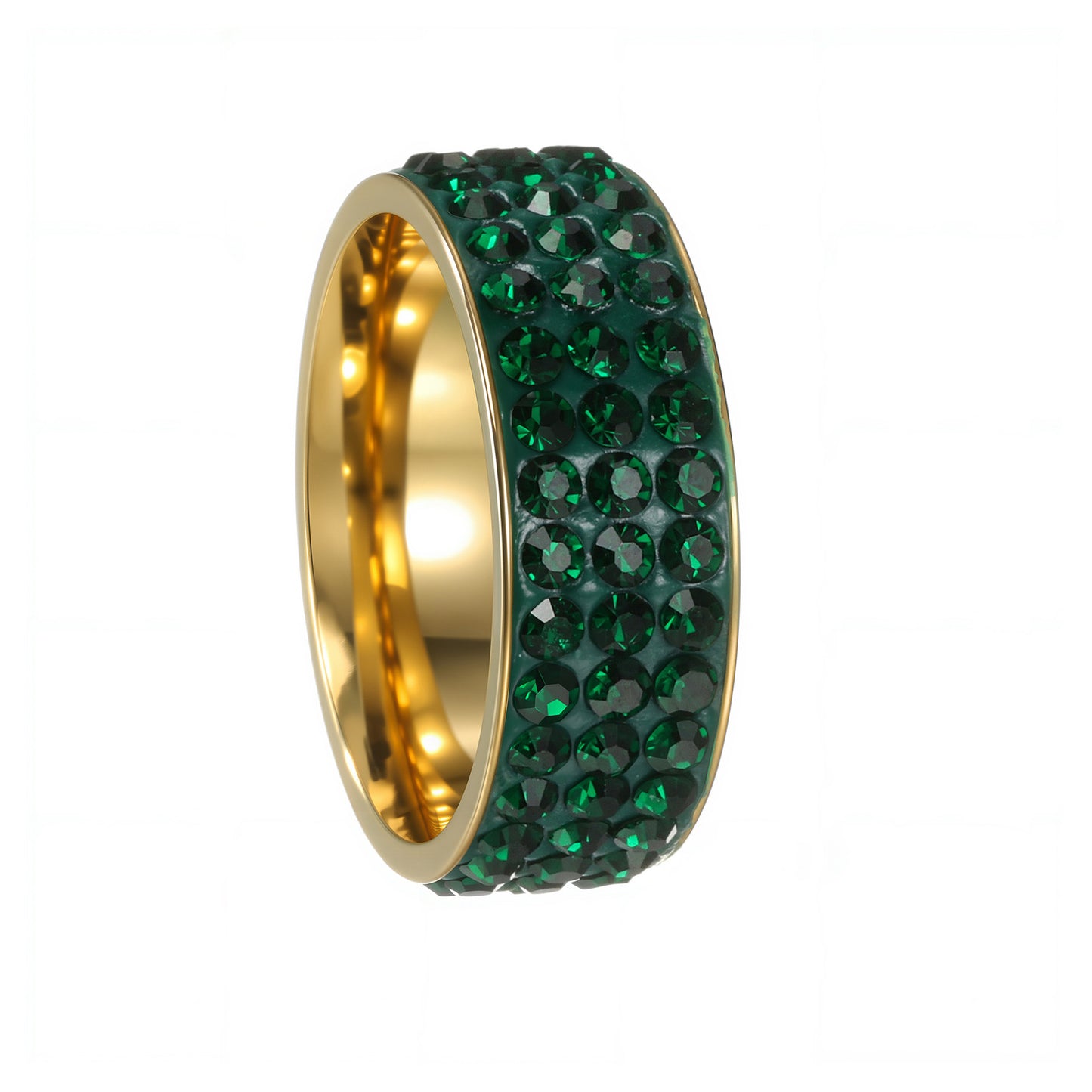 Planderful Titanium Steel 3 Row Zircon Couple Ring For Men