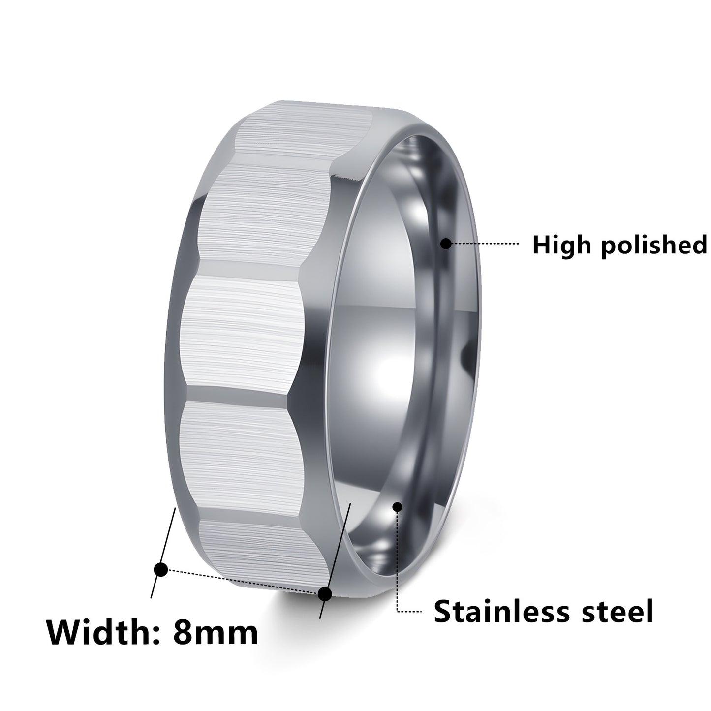 Stainless Steel Ring For Men Unisex Matte Multi Faceted Geometric Design By Planderful Everyday Genie