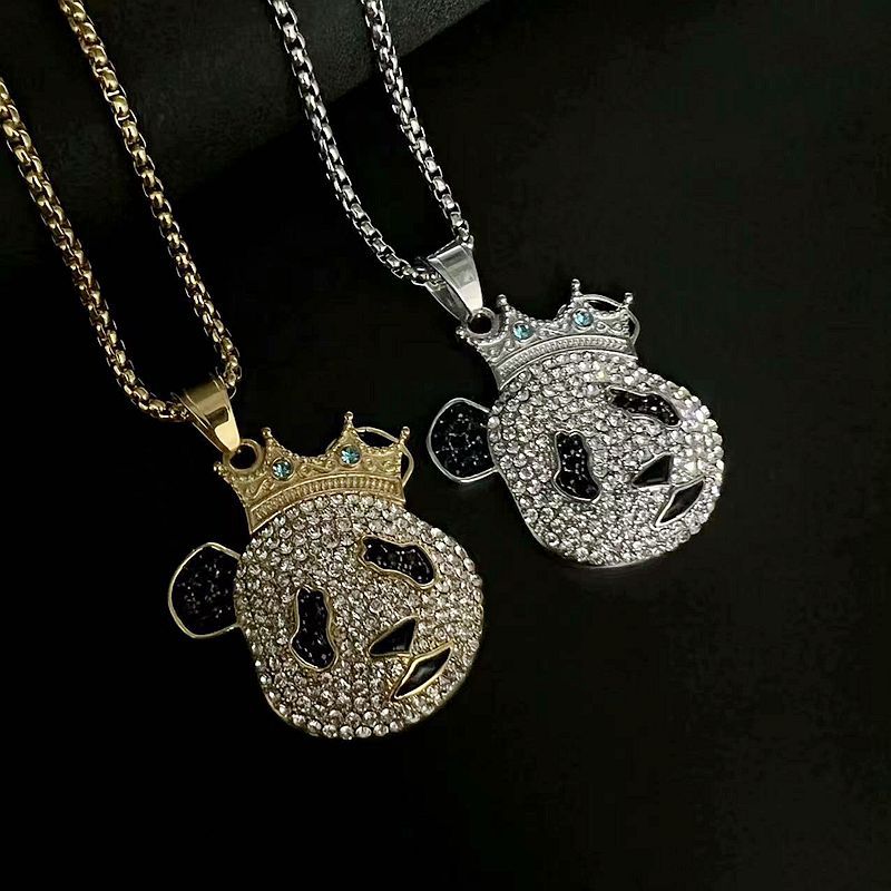 Rhinestone Necklace - Statement Cartoon Crown Design