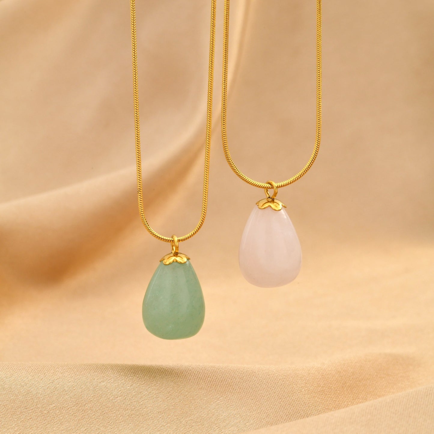 Stainless Steel Water Drop Powder Crystal Pendant Design Collarbone Chain Advanced Isn't Necklace