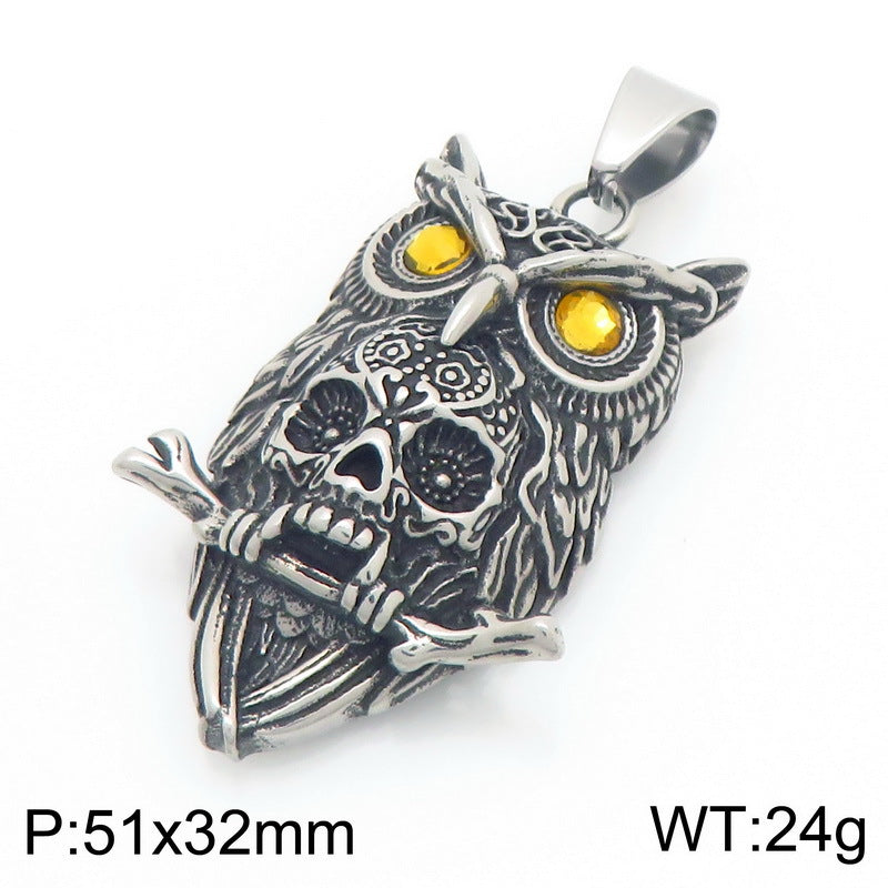 Animal Elk Cobra Dinosaur, Halloween Spider Horns Skull Titanium Steel Men's Pendant Necklace