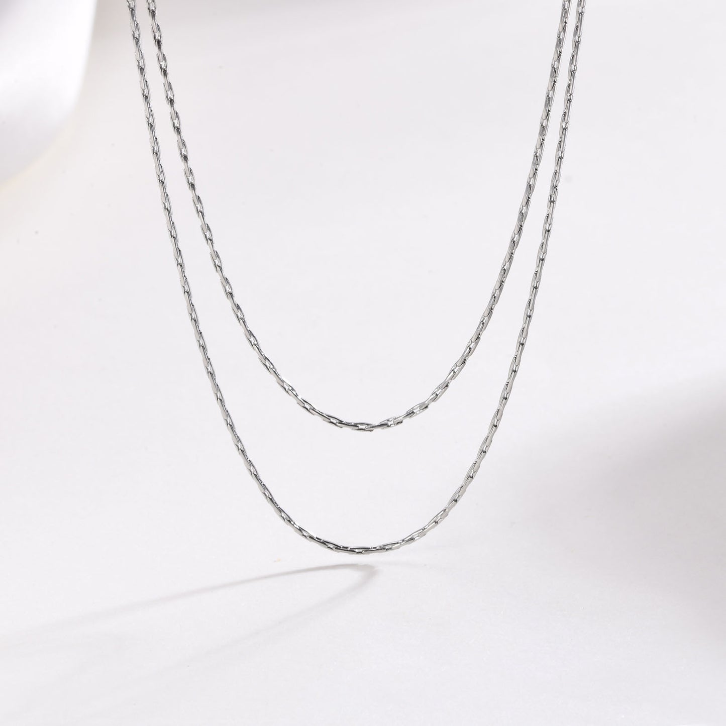 Stainless Steel Double-Layer Hammer Round Chain Necklace Gold