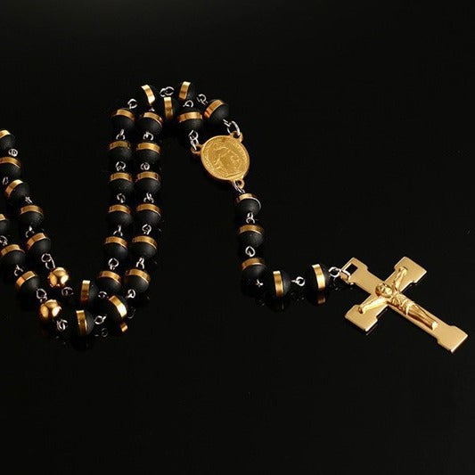 New Arrivals 8MM Stainless Steel Silicone Cross Necklace Gold