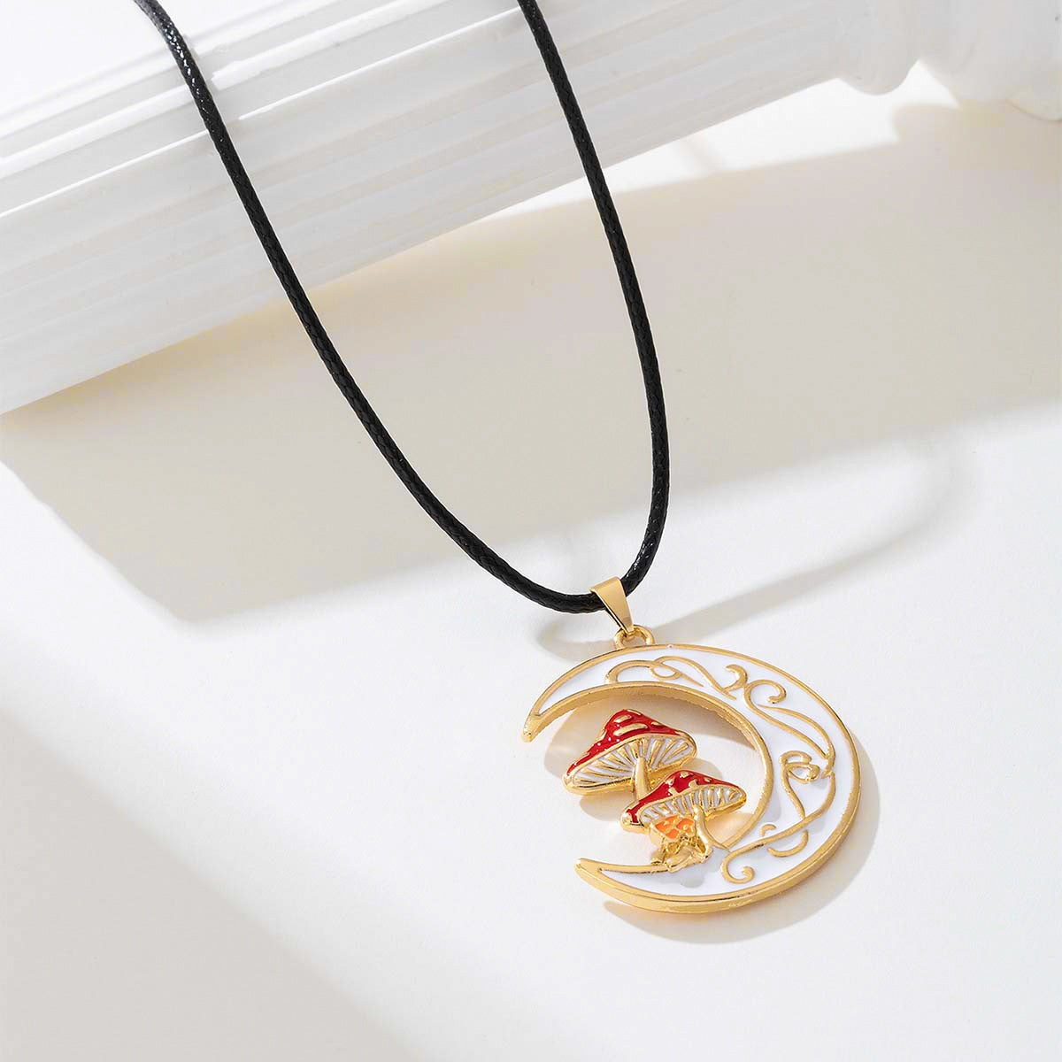 Planderful Vienna Verve Necklace – Cute Metal Moon Mushroom Design