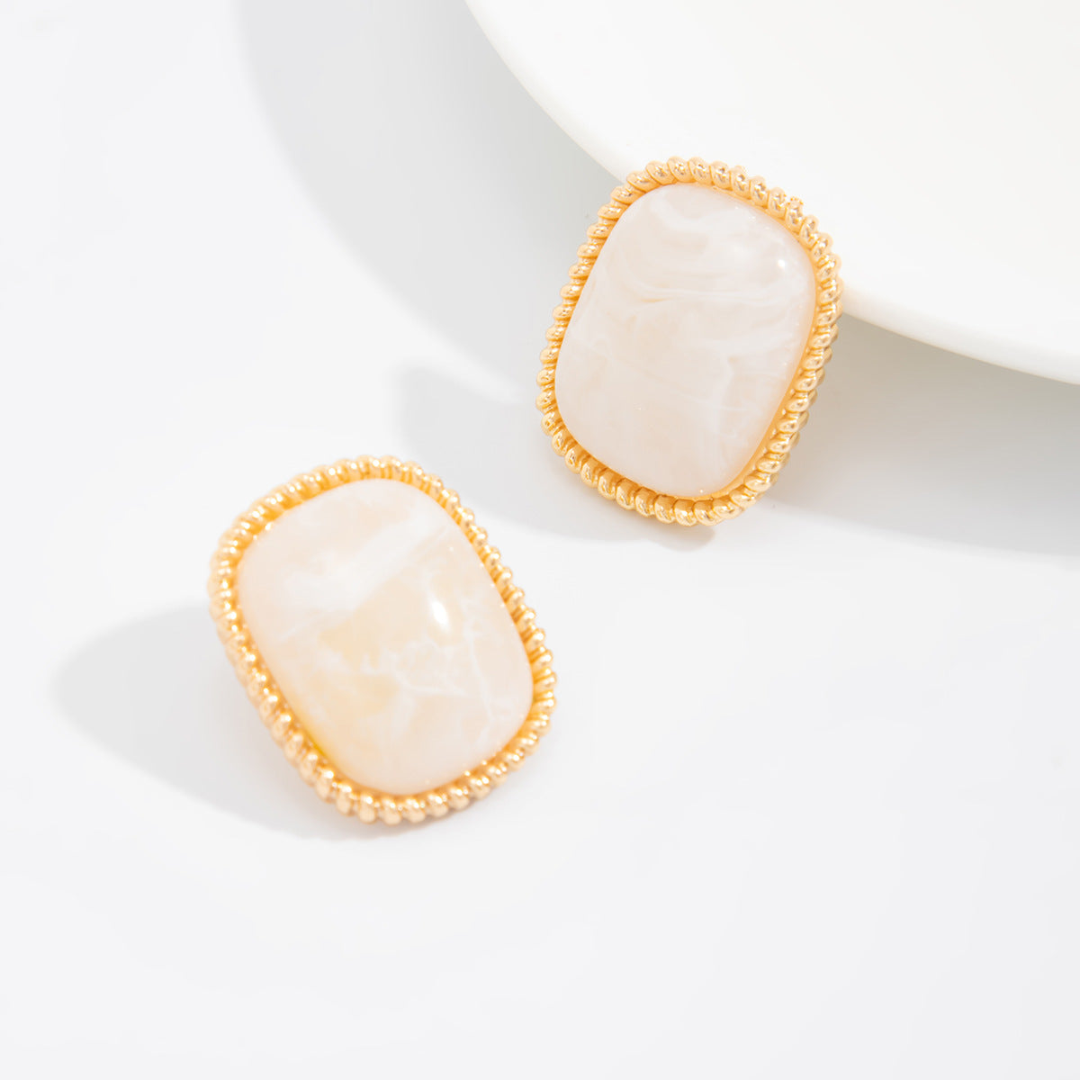 Planderful Vienna Verve Tiger's Eye Square Stud Earrings For Women Elegant Geometric Retro Jewelry