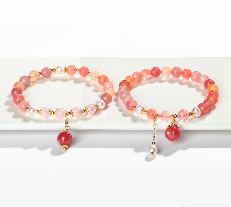 Crystal Agate and Freshwater Pearl Sterling Silver Bracelet