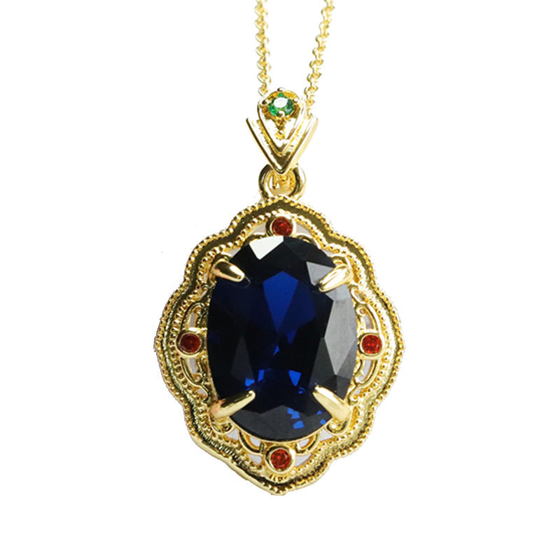 Lab-Grown Blue Spinel Petal Pendant — No Chain