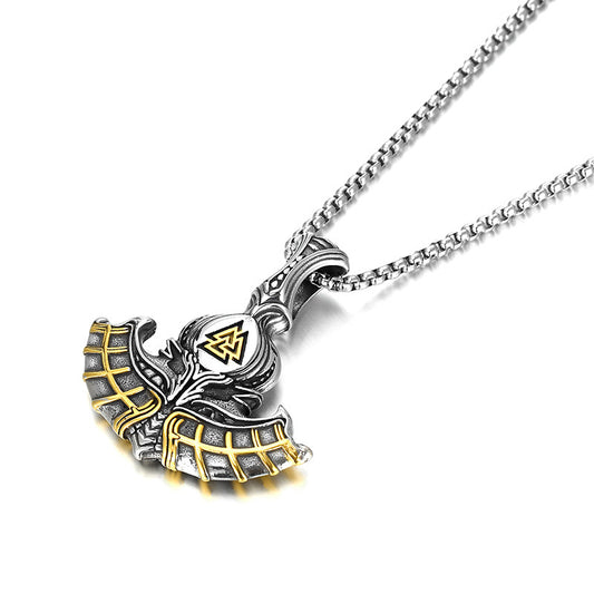 Viking Triangle Rune Thor's Axe Men's Pendant - Retro Stainless Steel Fashion Accessory