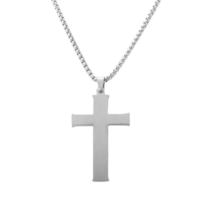 Personalized Retro Titanium Steel Cross Pendant Necklace for Men - Trendy Stainless Steel Design