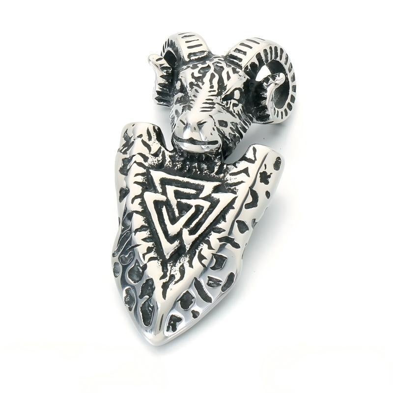 Dark Gothic Baffle Goat Head Pentagram Pendant Casting Three-Dimensional Demon Stainless Steel Men's Necklace