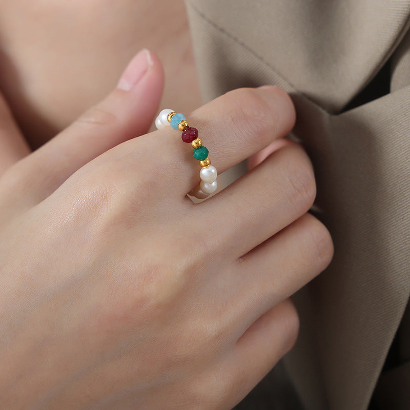 Luxurious Handcrafted Pearl Beaded Ring for Women